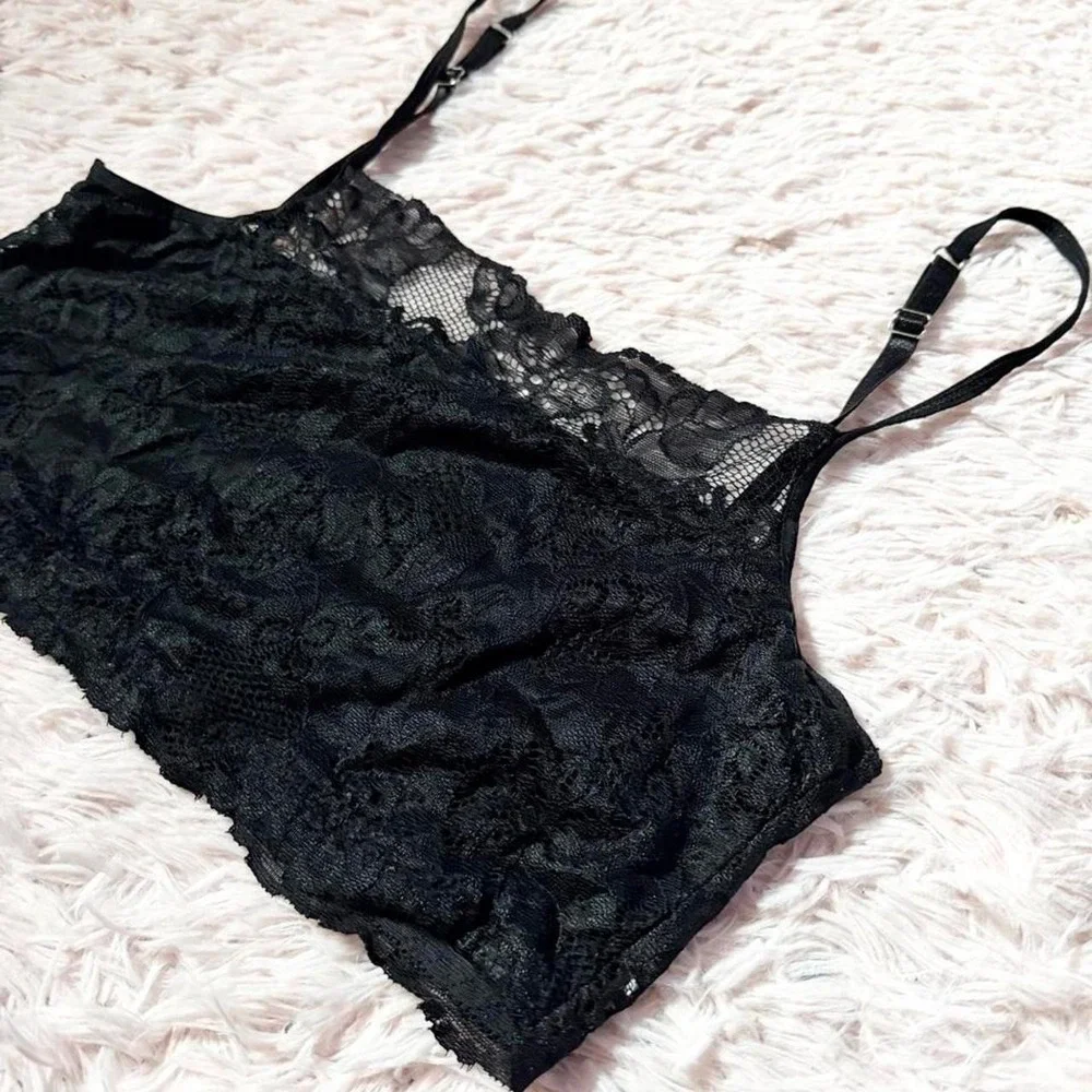 Black Lace Delicate Whimsygoth Coquette Soft Romantic Bralette Womens XL Witchy
